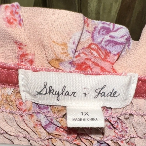 Skylar & Jade Women's Button Up BOHO Peasant Blouse Multi Floral Tunic Size 1X - Picture 3 of 5